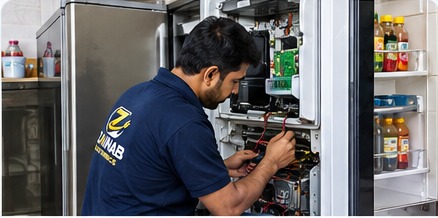 Indian technician repairing refrigerator