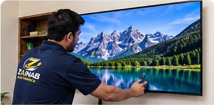 Indian technician repairing OLED TV